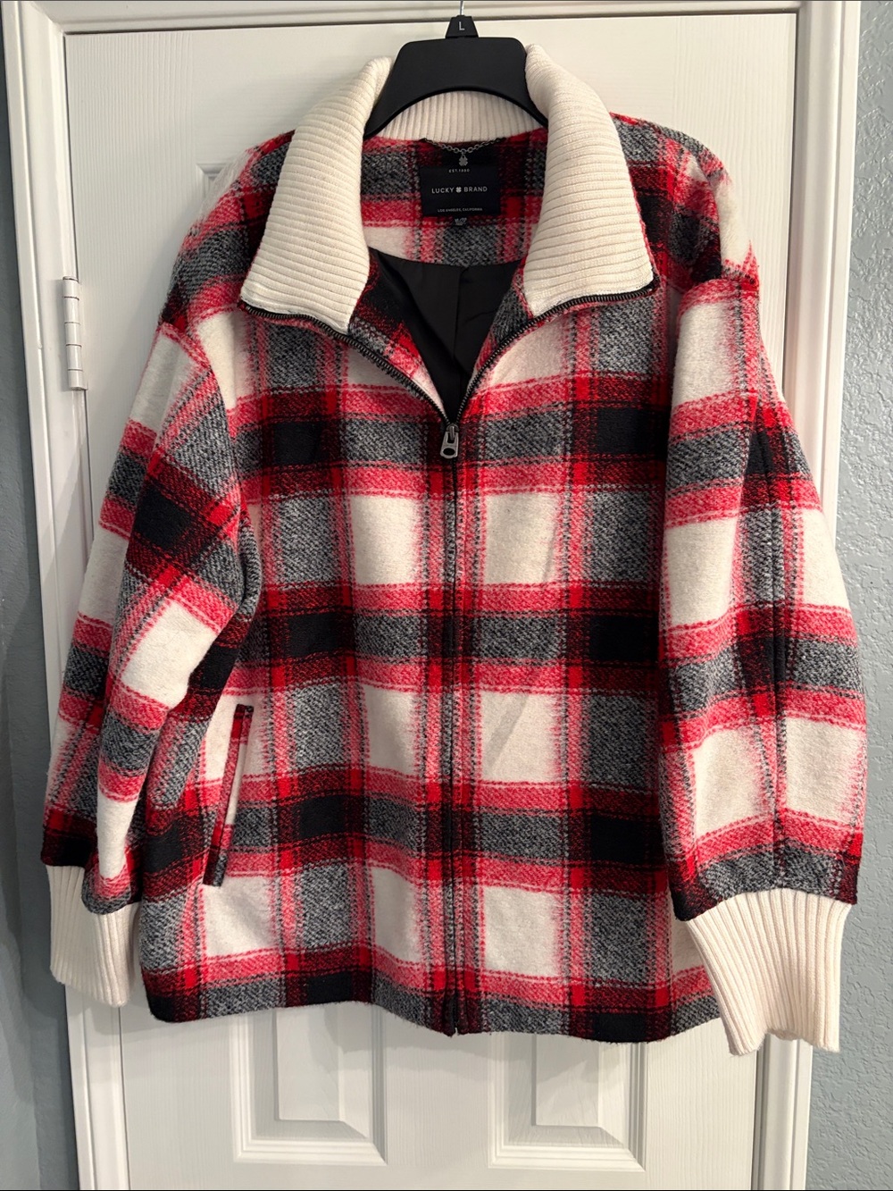 Lucky Brand Plaid Zip-Front Jacket